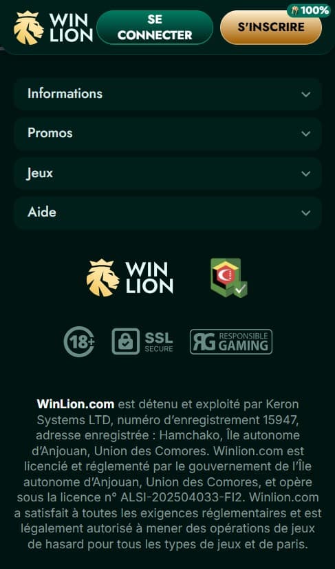 WinLion licence et securite