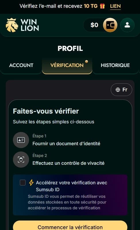 WinLion verification